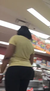 Big booty ebony milf out shopping in tight black leggings
