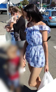 Milf in a Dress with Hot Legs Crosswalk Candid Photos