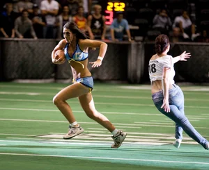 Sexy female football players with hot bodies