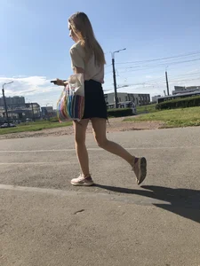Cute Girl with Hot Legs in a Skirt Street Candid Gallery