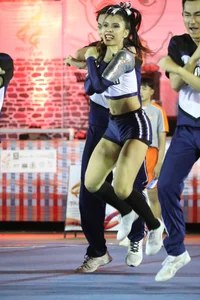 Bunch of athletic Thai cheerleaders at a competition
