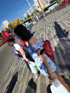 Milf in a Dress with Hot Legs Crosswalk Candid Photos