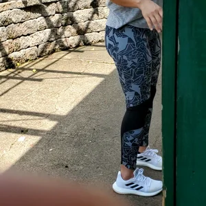 Girl with a nice ass in patterned leggings