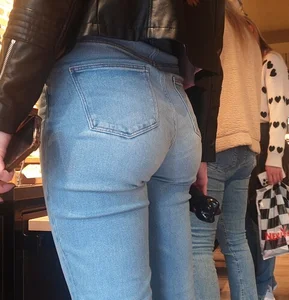 Various hot butts in tight jeans on the street and inside cafes, some teens too
