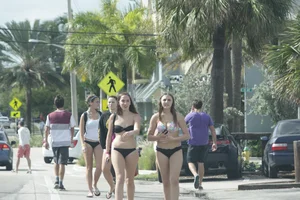 Sexy Florida beach bikini girls, some topless