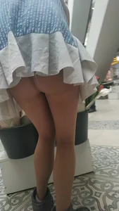 Girl in a Blue Dress Bending Over Flashing Ass Mall Creepshot