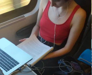 Skinny Girl in a Red Top With No Bra Underneath in the Public Train Creepshots