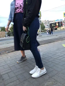 Skinny Girl in Tight Jeans Tram Creepshots