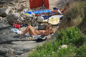 Nude beach girls in Baska, Croatia