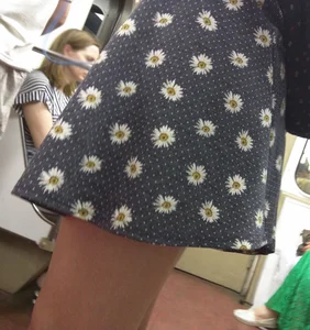 Hot Subway Upskirt of a Girl in Dress - Perfect Long Legs