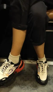 Girls' legs and feet closeup creepshots in public places