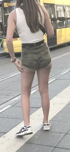 Sexy girl with nice booty in camo shorts