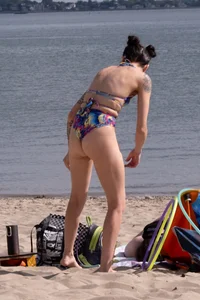Playing in a bikini