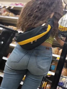 Curly hair teen in jeans