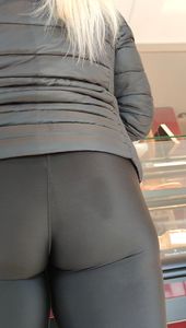 Bubble butt VPL on gorgeous thick blonde