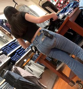 MMM nerdy brunette with tight ass in flare jeans