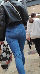 Hot ass teen blonde in tight jeans