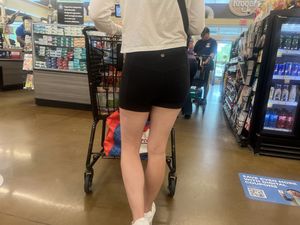 Hand print on tight ass Brunette (Biker shorts)