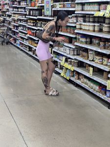 Tatted asian chick w/VTL in pink shorts