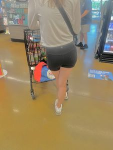 Hand print on tight ass Brunette (Biker shorts)