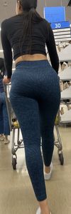 Slim latina in blue leggings squatting and shopping (oc)