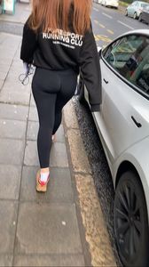 HOT Redhead PAWG black leggings