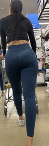Slim latina in blue leggings squatting and shopping (oc)