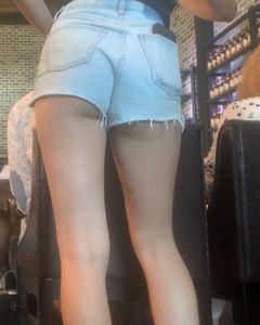 Cute Cheeky Blonde Server in Booty Shorts (OC)
