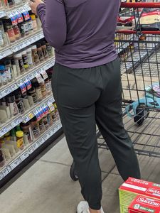 Milf with slight wedgie showing
