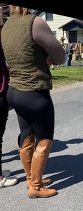 Brunette PAWG w/Bubble Butt in Black Leggings & Knee High Boots