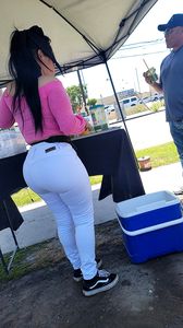 Juice lady in white tight jeans showing me her goods 2