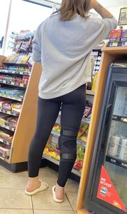 Leg brace girl shows round butt