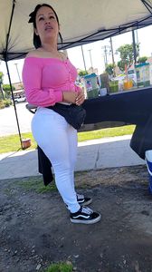 Juice lady in white tight jeans showing me her goods 2