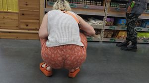 Short Hair Tatted Blonde DEEP Squat