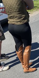 Brunette PAWG w/Bubble Butt in Black Leggings & Knee High Boots