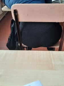 College Teen's Ass in Tight Pants Closeup in Class